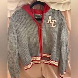 American Eagle Outfitters Gray and Red Hoodie